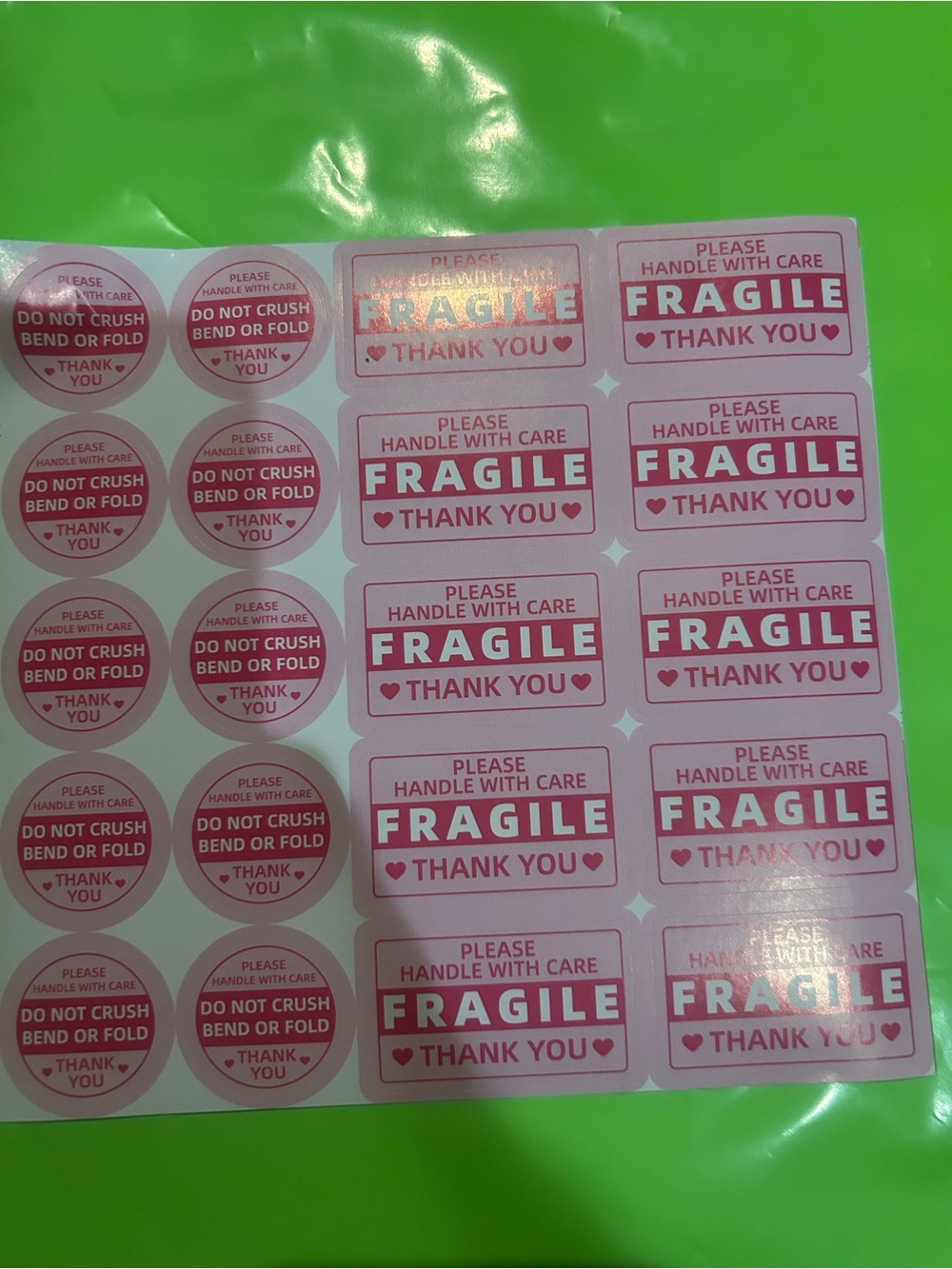 15 Lime green Polly mailers and Do Not Crush Sticker/fragile - Picture 3 of 4